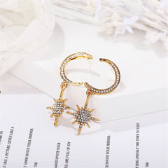 Cubic Zirconia & 18K Gold-Plated Crescent Moon Drop Earrings