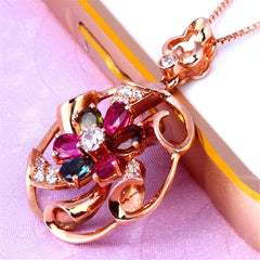 Pink & 18K Rose Gold-Plated Flower Pendant Necklace