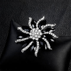Black & cubic zirconia Floral Brooch - streetregion