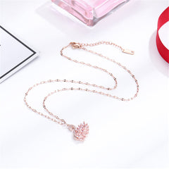 Pink Crystal 18K Rose Gold-Plated Swan Pendant Necklace