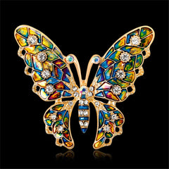 Jewel-Tone & 18K Gold-Plated Butterfly Brooch