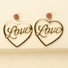 Silver-Plated 'Love' Drop Earrings