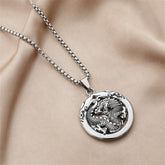 Silver-Plated Dragon Coin Pendant Necklace