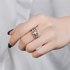 cubic zirconia & Two-Tone Heart Ring - streetregion
