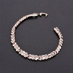 cubic zirconia & 18k Rose Gold-Plated Heart Link Bracelet - streetregion