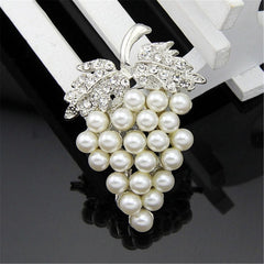 Pearl & Cubic Zirconia Grape Bunch Brooch