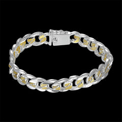 Silver-Plated & 18k Gold-Plated Link Bracelet - streetregion