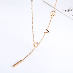 18K Rose Gold-Plated 'Love' Lariat Necklace