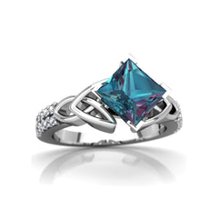 Blue cubic zirconia & Crystal Princess-Cut Ring - streetregion