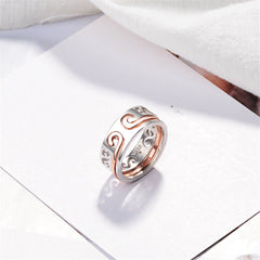 Silver-Plated & 18k Rose Gold-Plated Swirl Band Ring Set - streetregion