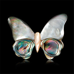 Abalone & Silver-Plated Butterfly Brooch