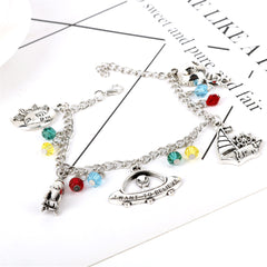 Multicolor Acrylic & Silver-Plated 'I Want To Believe' Alien Charm Bracelet