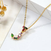Red Multicolor Crystal & Cubic Zirconia Letter J Pendant Necklace