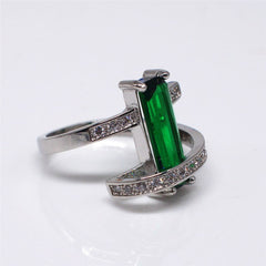 Green Crystal & cubic zirconia Geometric Ring - streetregion