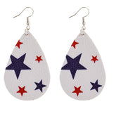 White & Navy Polystyrene Starry Teardrop Drop Earrings