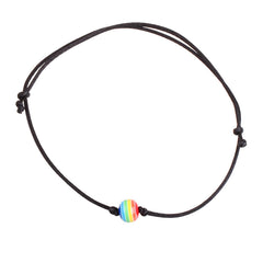 Rainbow & Black Adjustable Beaded Anklet