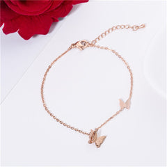 18K Rose Gold-Plated Double Butterfly Bracelet