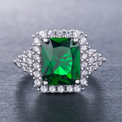 Green Crystal & cubic zirconia Radiant Cut Princess Club Ring - streetregion