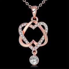 Cubic Zirconia & Rose Goldtone Crisscross-Heart Pendant Necklace - streetregion