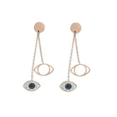 cubic zirconia & 18k Rose Gold-Plated Evil Eye Drop Earring - streetregion