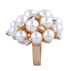 pearl & Crystal Floral Adjustable Ring - streetregion