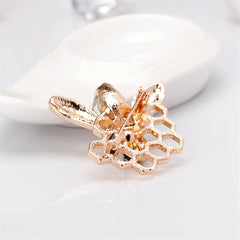 Pearl & Yellow Crystal 18k Gold-Plated Bee Honeycomb Brooch