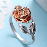 Two-Tone Flower Bypass Ring