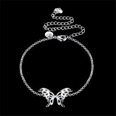 Silver-Plated Openwork Butterfly Anklet