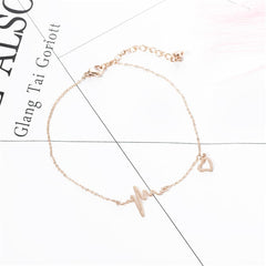18K Rose Gold-Plated Electrocardiogram & Heart Anklet