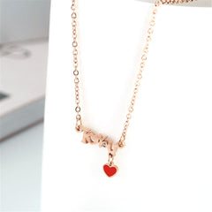Cubic Zirconia & 18K Rose Gold-Plated 'I Love You' Necklace