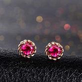 Red Crystal & 18K Rose Gold-Plated Twist Stud Earrings