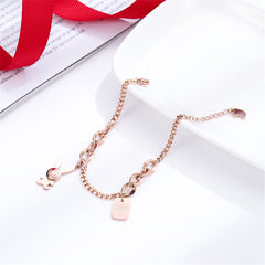 18K Rose Gold-Plated Rabbit & Card Charm Bracelet