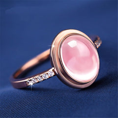 Pink Opal & cubic zirconia Adjustable Ring - streetregion
