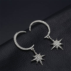 cubic zirconia & Silver-Plated Linking Moon & Star Drop Earrings - streetregion