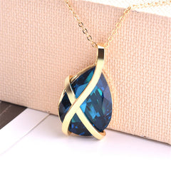 Blue Crystal & 18K Gold-Plated Drop Earrings & Pendant Necklace