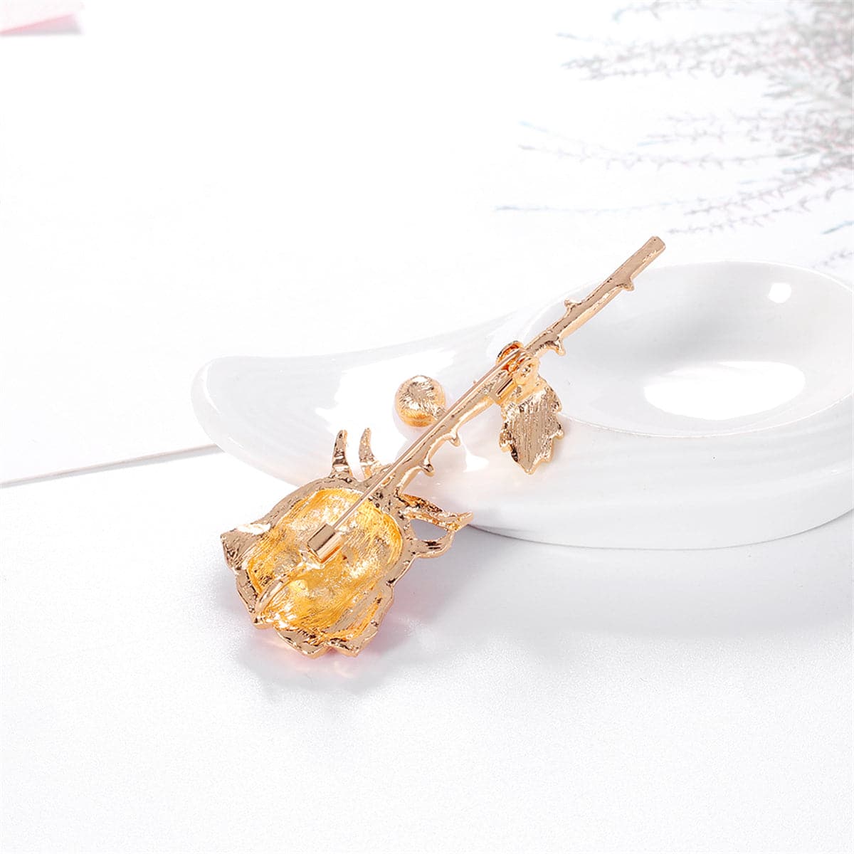 Pink Cubic Zirconia and Pearl Rose Brooch, brooch pin, botanical inspired, styled look