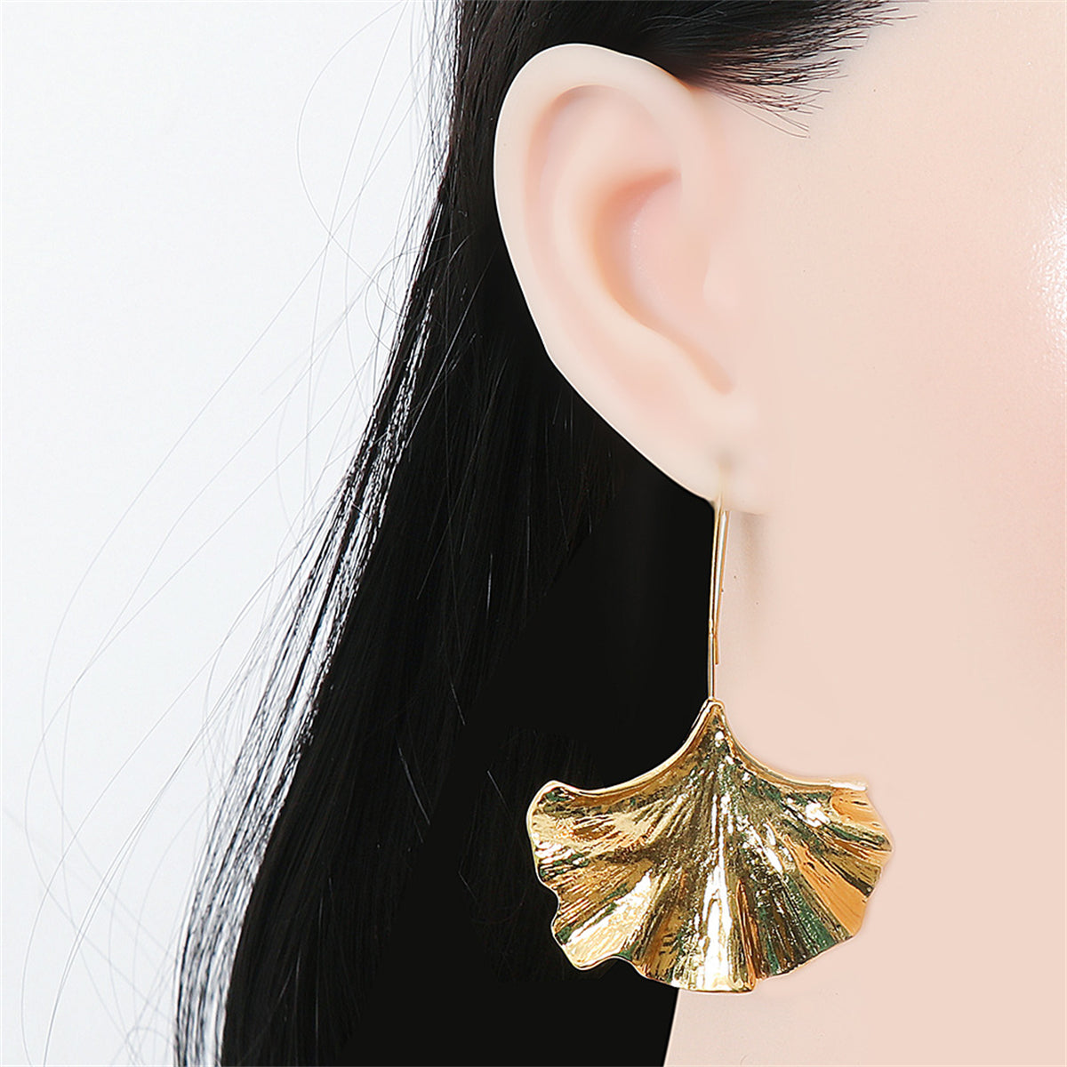 18K Gold-Plated Lotus Leaf Drop Earrings, gold drop earrings for women, botanical inspired, lifestyle look