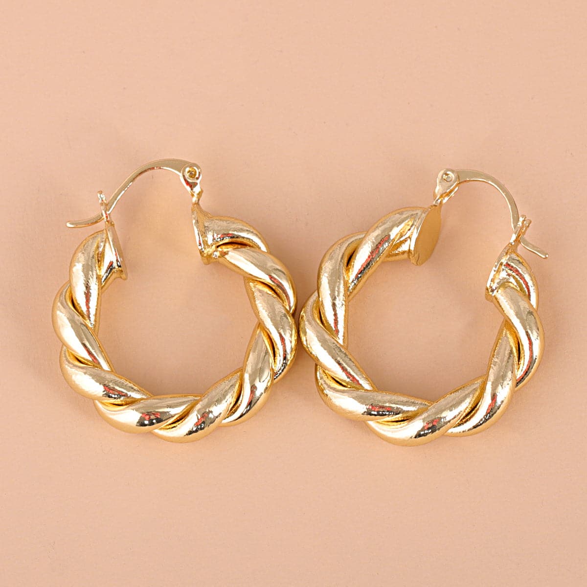 18K Gold-Plated Twisted Hoop Earrings, gold drop earrings for women, everyday style, lifestyle look