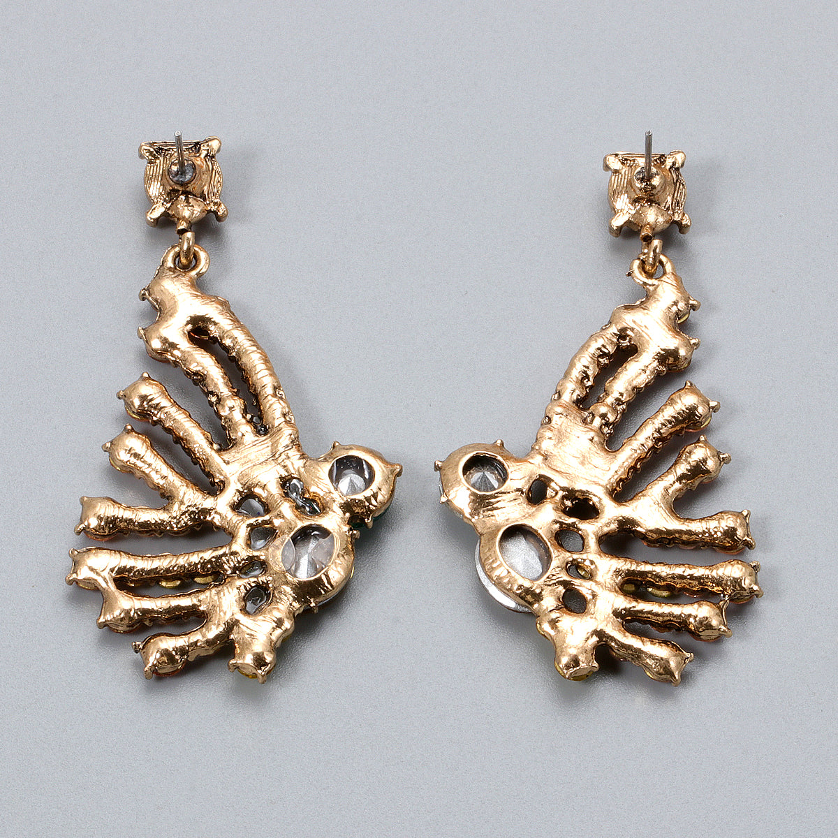 Cubic Zirconia and Yellow Crystal 18K Gold-Plated Butterfly Drop Earrings, gold drop earrings for women, lifestyle look