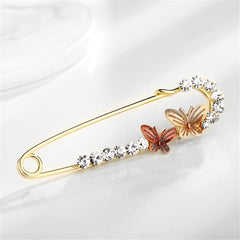 Cubic Zirconia & Enamel 18K Gold-Plated Butterfly Pin Brooch