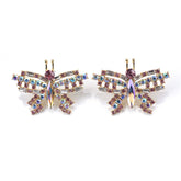 Champagne Crystal & Cubic Zirconia Butterfly Stud Earrings