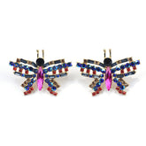 Blue Crystal & Cubic Zirconia Butterfly Stud Earrings