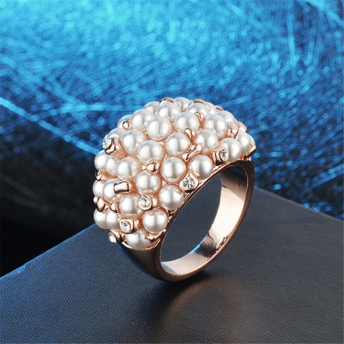 cubic zirconia & Imitation Pearl Promise Ring - streetregion