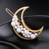 Pearl & 18K Gold-Plated Moon Hair Clip