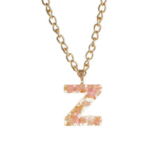 Pink & 18K Gold-Plated Floral Alphabet Z Pendant Necklace