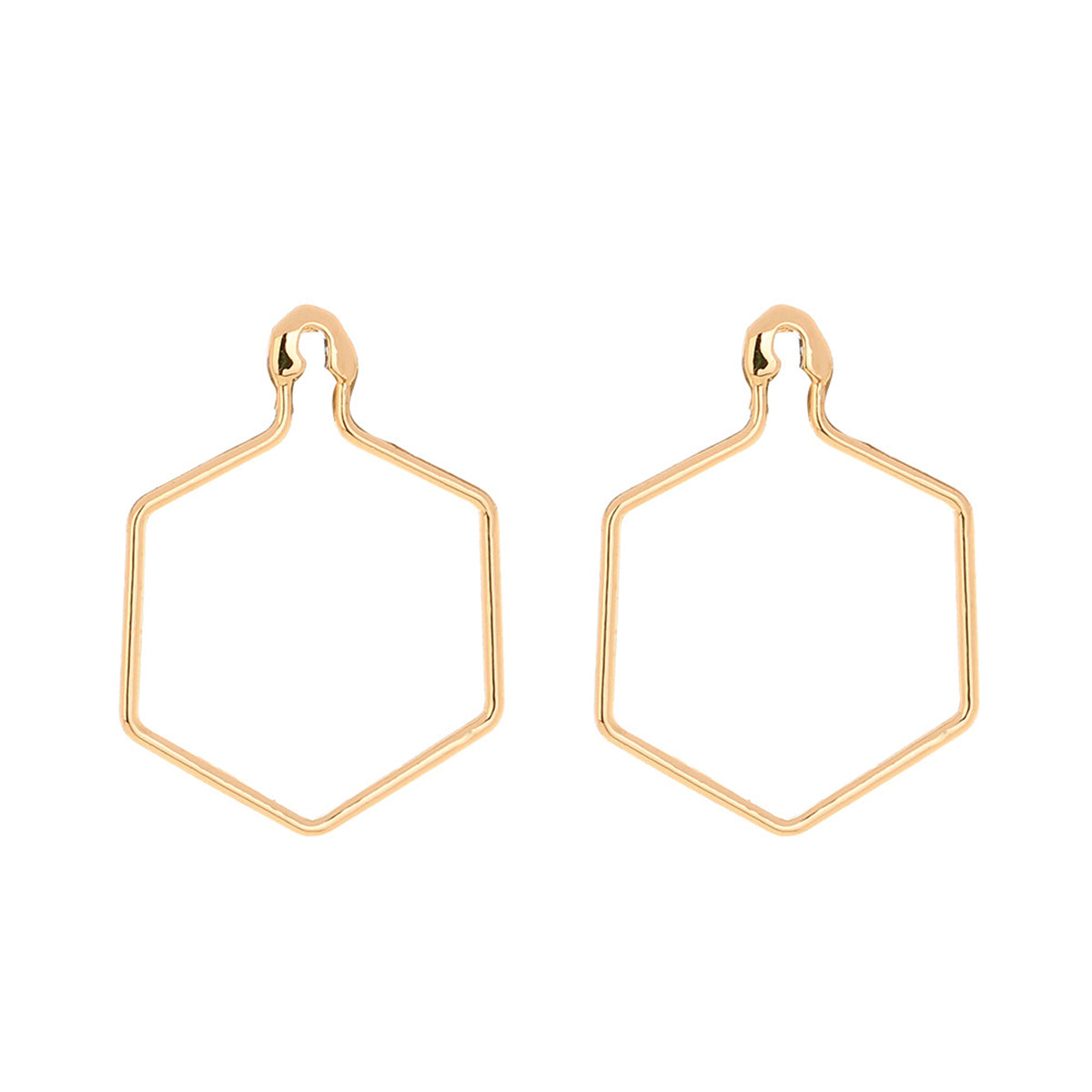 18K Gold-Plated Open Hexagon Drop Earrings