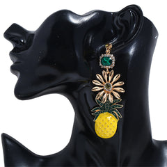 Enamel & Crystal Cubic Zirconia Pineapple Drop Earrings