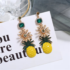 Enamel & Crystal Cubic Zirconia Pineapple Drop Earrings