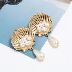 Pearl & 18K Gold-Plated Seashell Drop Earrings