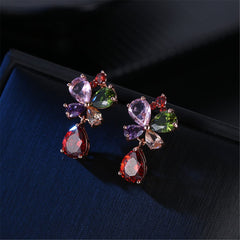 cubic zirconia & 18k Rose Gold-Plated Butterfly Teardrop Earrings - streetregion